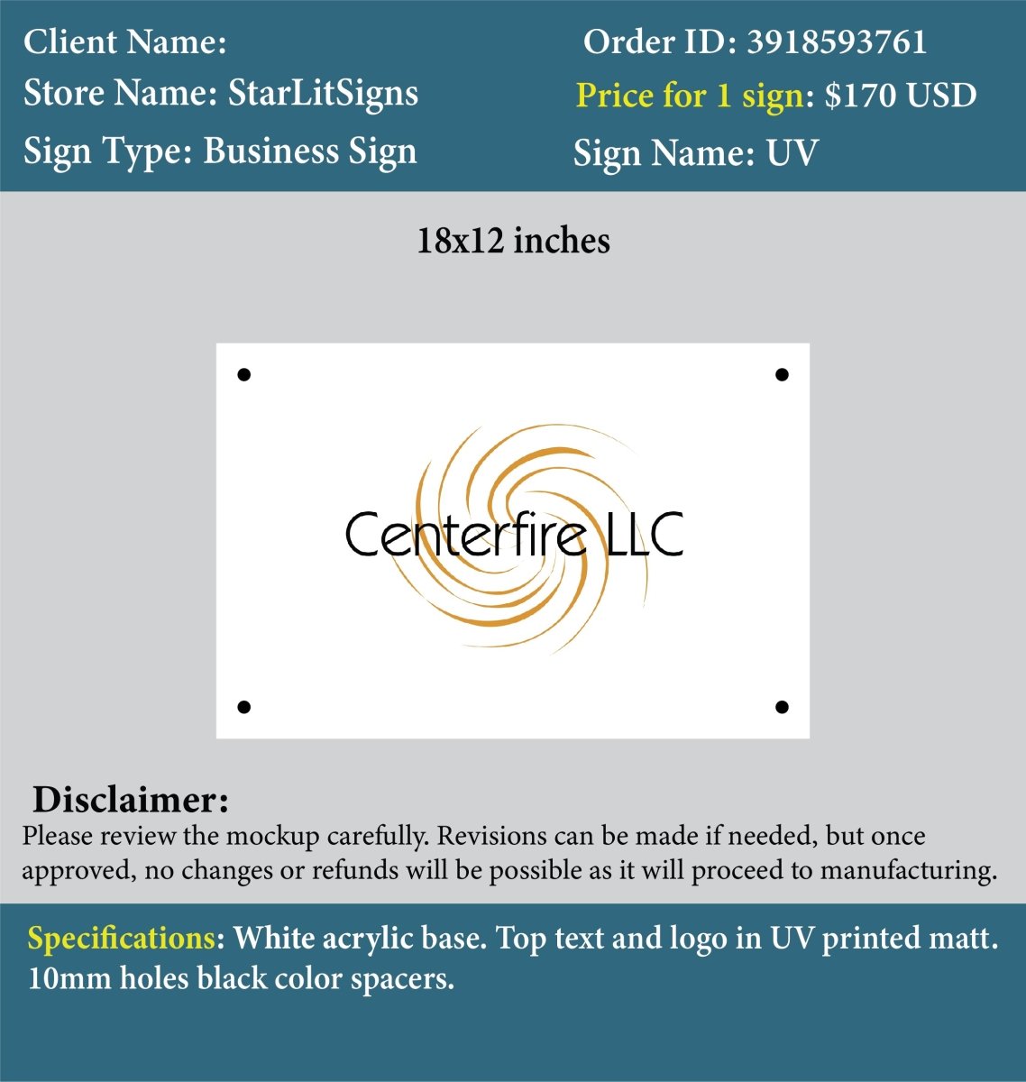 Acrylic Sign - Carter - Custom Logo Sign - Acrylic Sign - Carter