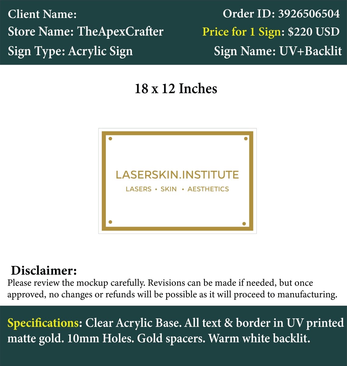 Acrylic sign - Rachel - Custom Logo Sign - Acrylic sign - Rachel