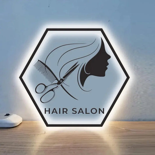 Custom LED Logo Sign - Hexagon Backlit 3D Acrylic Logo Sign - Backlit Business Signs - Custom Logo Sign