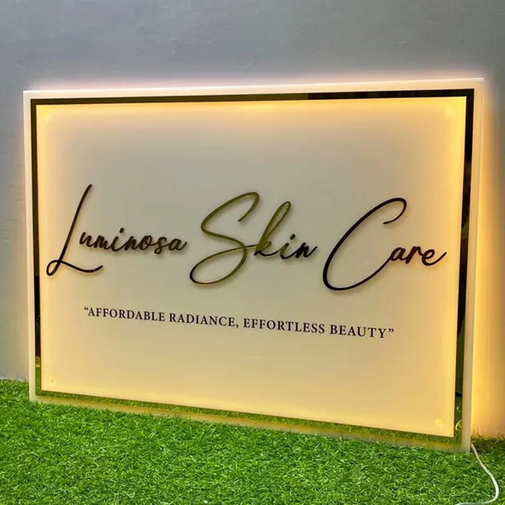 Custom LED Logo Sign - Illuminated Rectangular Acrylic Business Sign - Backlit Business Signs - Custom Logo Sign