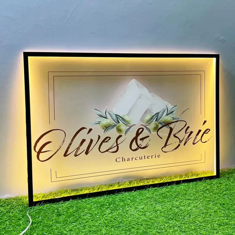 Custom LED Logo Sign - Illuminated Rectangular Acrylic Business Sign - Backlit Business Signs - Custom Logo Sign