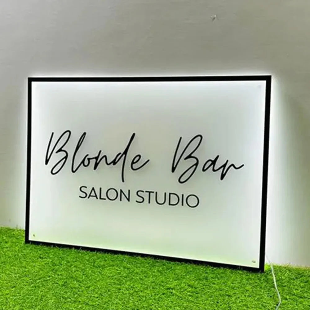 Custom LED Logo Sign - Illuminated Rectangular Acrylic Business Sign