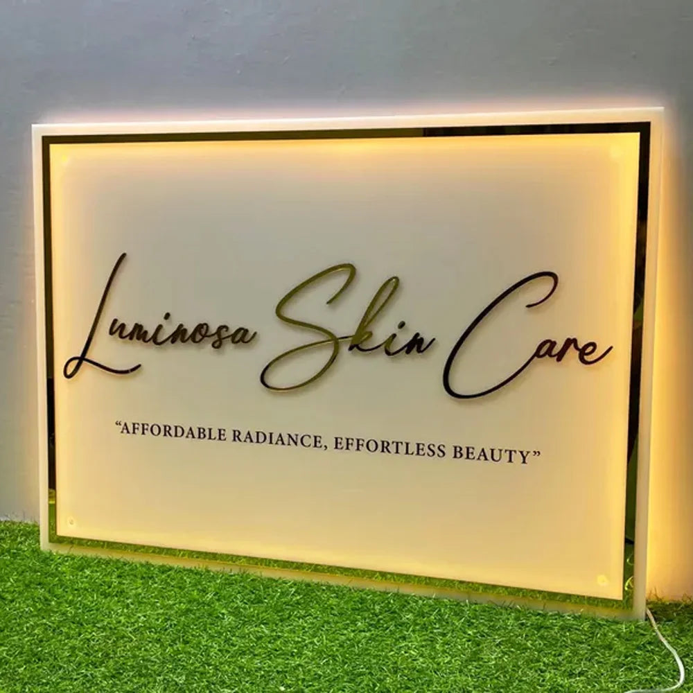 Custom LED Logo Sign - Illuminated Rectangular Acrylic Business Sign
