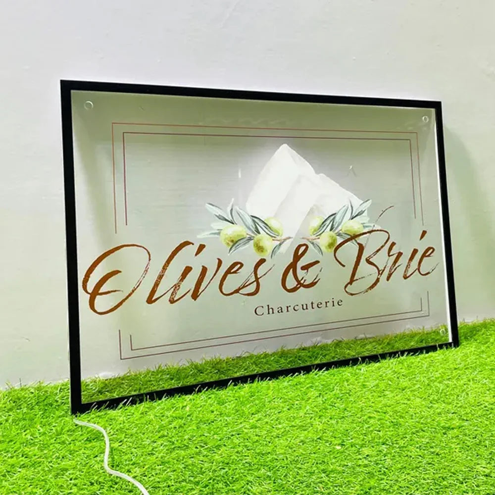 Custom LED Logo Sign - Illuminated Rectangular Acrylic Business Sign