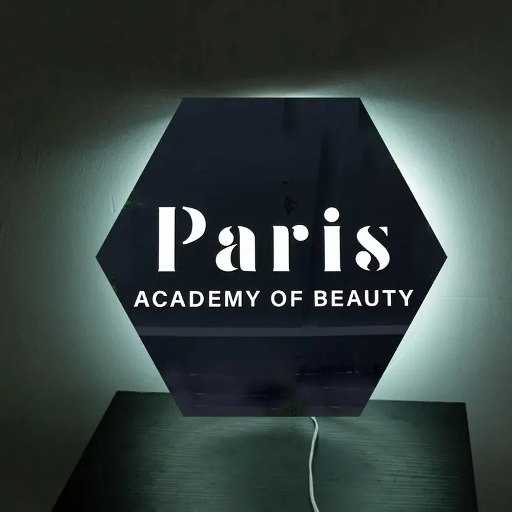 Custom LED Logo Sign - Hexagon Backlit 3D Acrylic Logo Sign