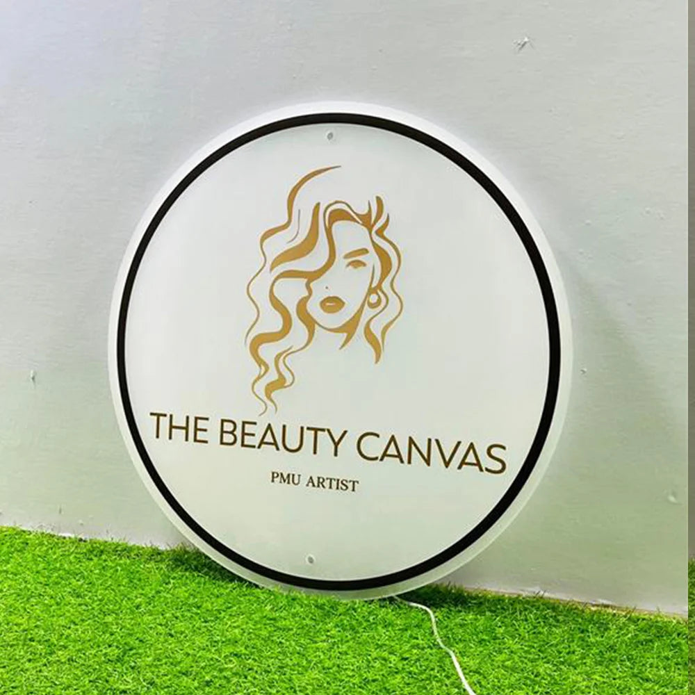 Custom LED Logo Sign - Round Backlit Acrylic Spa & Studio Logo Sign