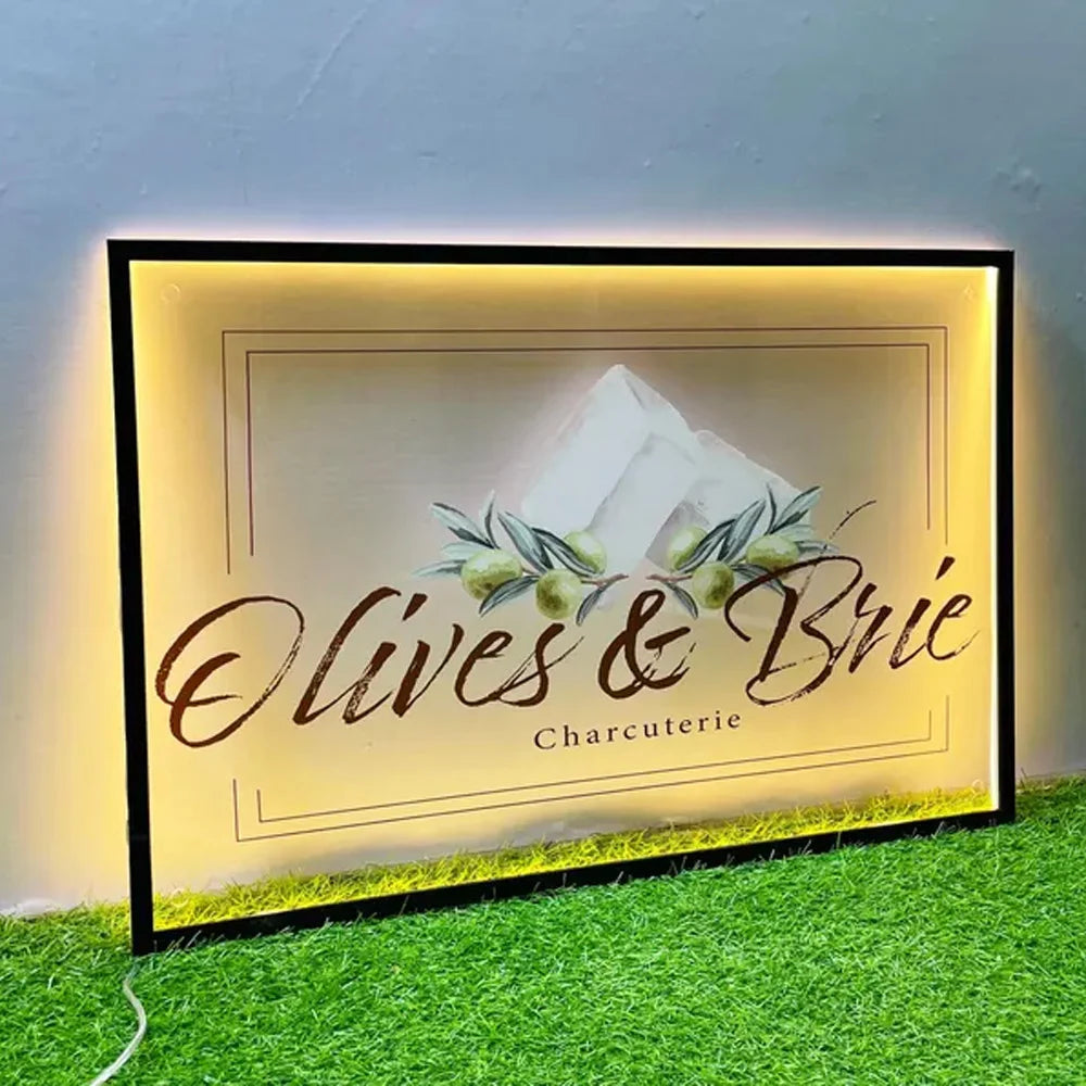 Custom LED Logo Sign - Illuminated Rectangular Acrylic Business Sign