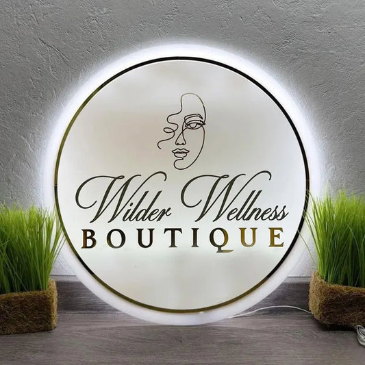 Logo Acrylic Sign - 3D Round Custom Backlit Business Logo Sign - Backlit Business Signs - Custom Logo Sign