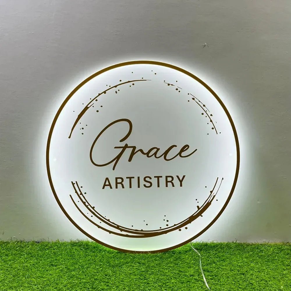 Logo Acrylic Sign - Custom Round Backlit LED Business Logo Sign for Wall - Backlit Business Signs - Custom Logo Sign