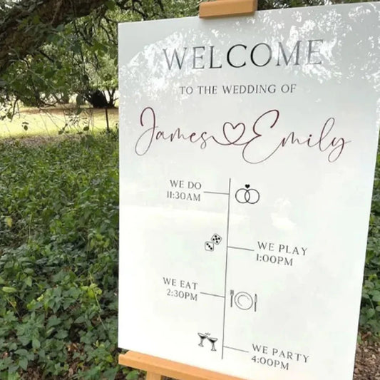 Wedding Signs for Reception - Custom Acrylic Order of Events Timeline Board - Wedding Signs - Custom Logo Sign