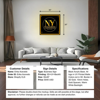 3D UV Backlit - Erika Acevedo - Custom Logo Sign - 3D UV Backlit - Erika Acevedo