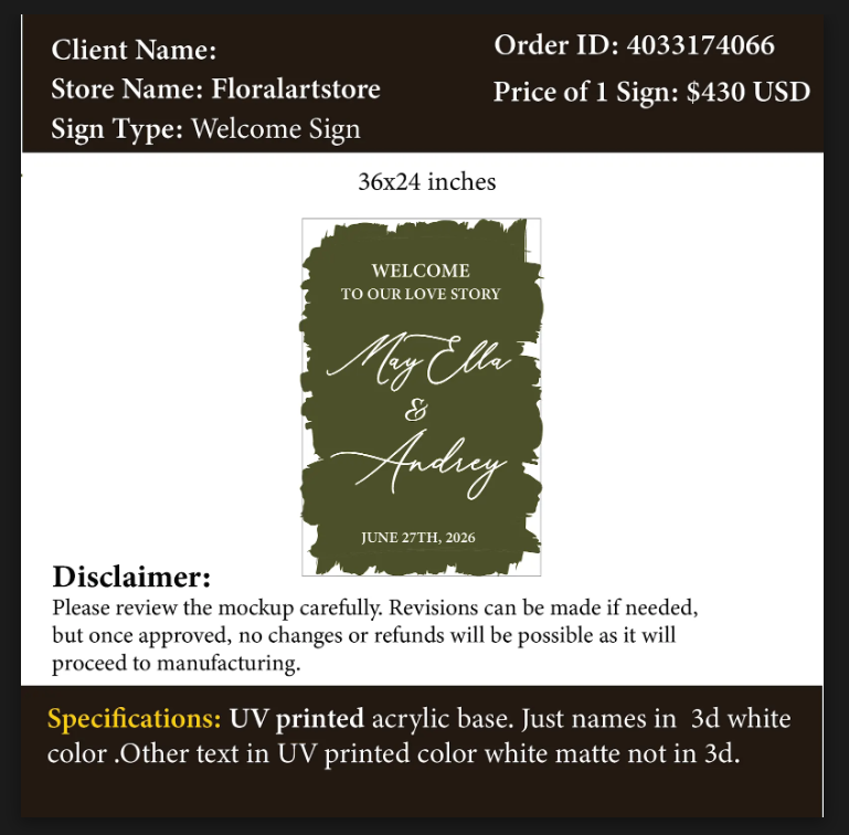 Acrylic Sign- MayElla