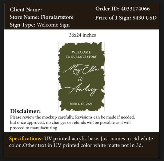 Acrylic Sign- MayElla