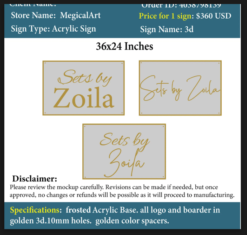 Acrylic Sign-Zoila