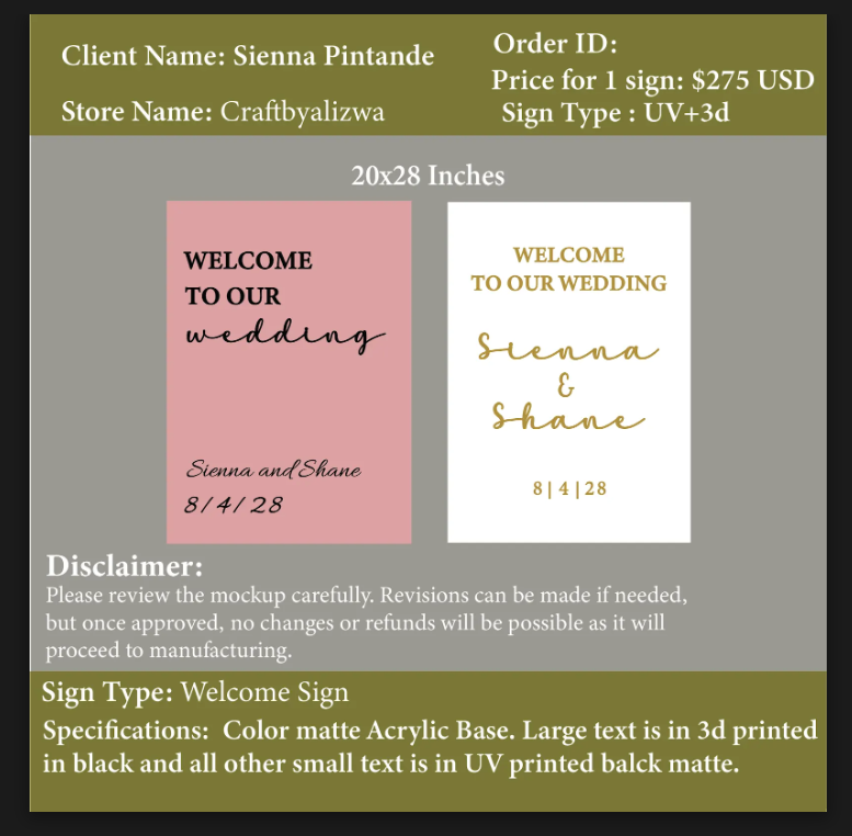 Acrylic Sign-Sienna Pintande