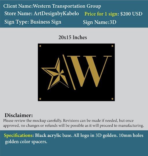 Acrylic Business Logo sign - Western - Custom Logo Sign - Acrylic Business Logo sign - Western