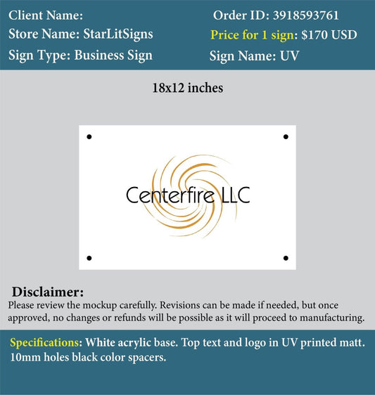 Acrylic Sign - Carter - Custom Logo Sign - Acrylic Sign - Carter