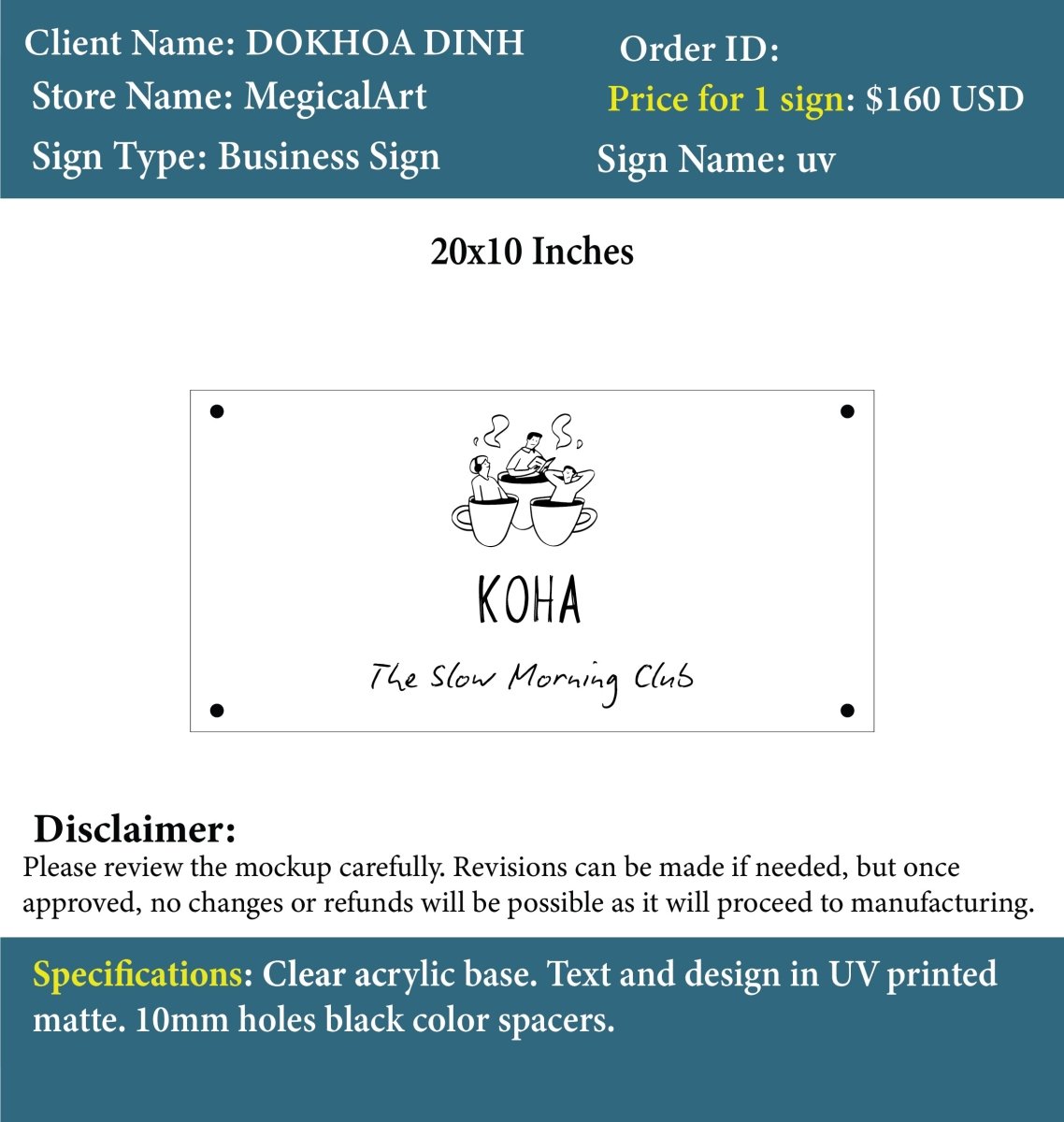Acrylic Sign - DOKHOA - Custom Logo Sign - Acrylic Sign - DOKHOA