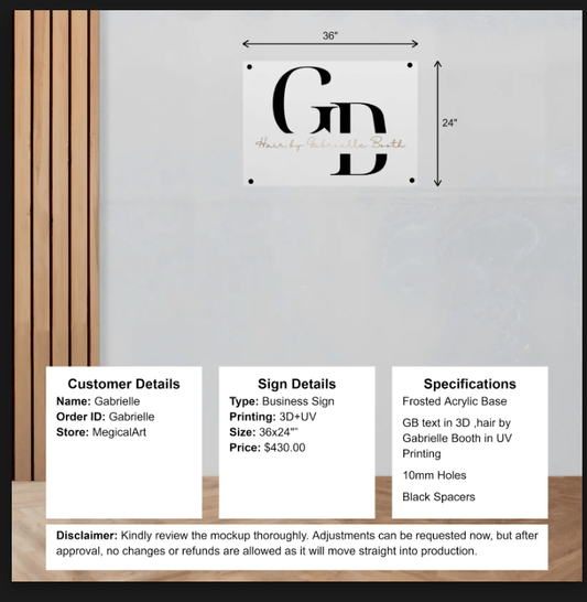 Acrylic Sign - Gabrielle - Custom Logo Sign - Acrylic Sign - Gabrielle