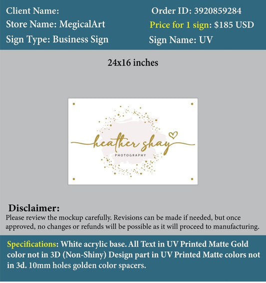 Acrylic Sign - Heather - Custom Logo Sign - Acrylic Sign - Heather