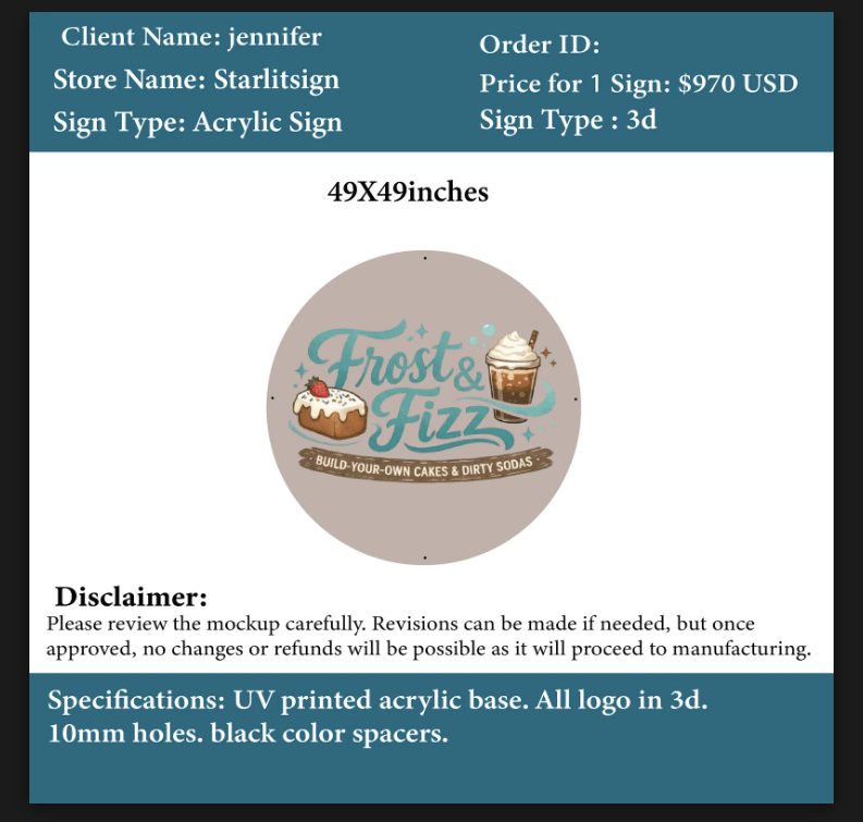 Acrylic Sign - jennifer - Custom Logo Sign - Acrylic Sign - jennifer