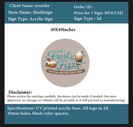 Acrylic Sign - jennifer - Custom Logo Sign - Acrylic Sign - jennifer