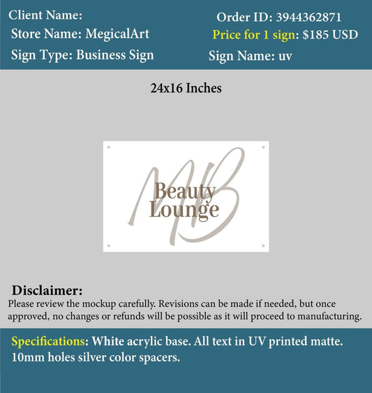 Acrylic Sign - Maisie - Custom Logo Sign - Acrylic Sign - Maisie