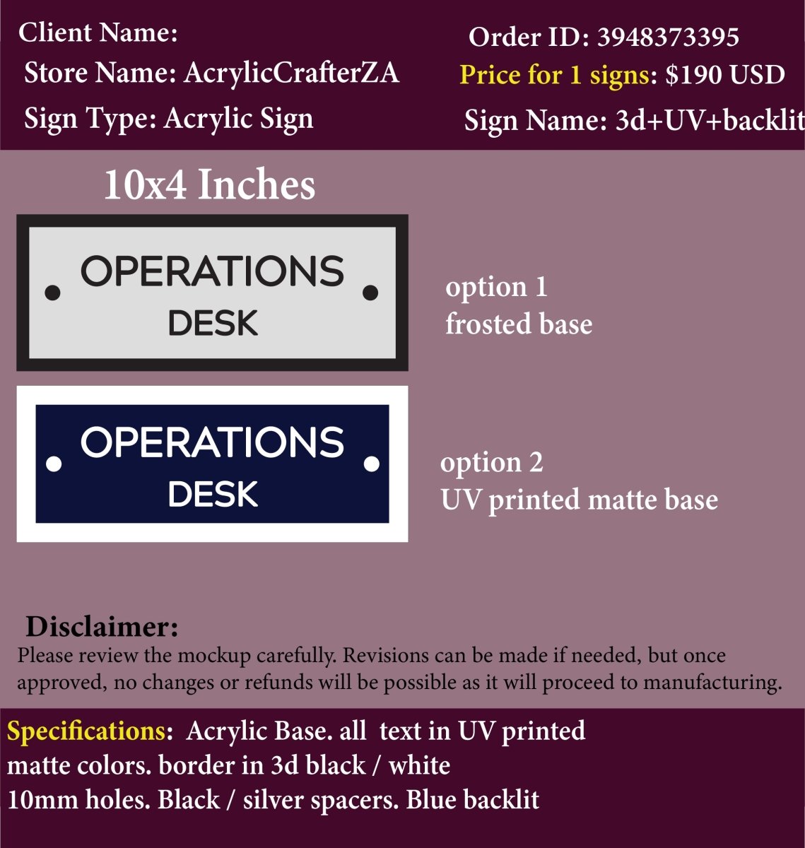 Acrylic sign - Michael - Custom Logo Sign - Acrylic sign - Michael