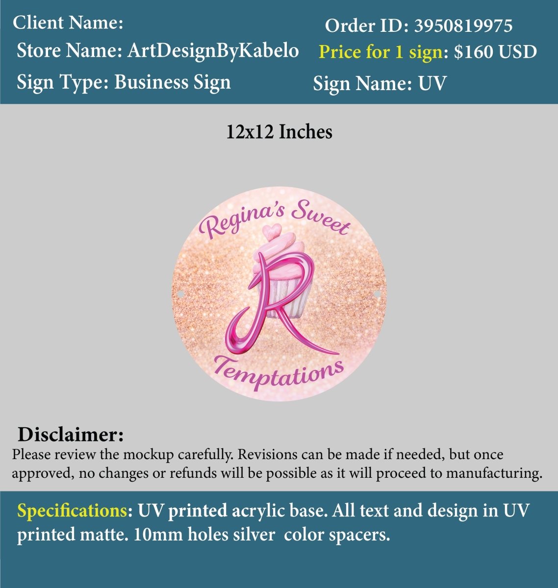 Acrylic sign - Regina - Custom Logo Sign - Acrylic sign - Regina