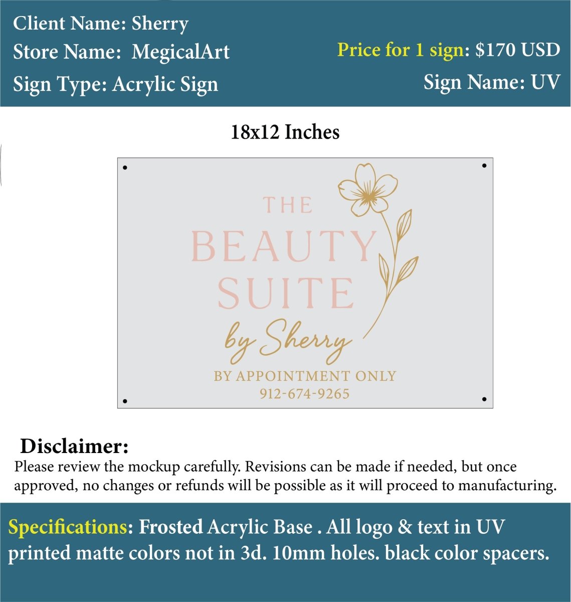 Acrylic Sign - Sherry - Custom Logo Sign - Acrylic Sign - Sherry