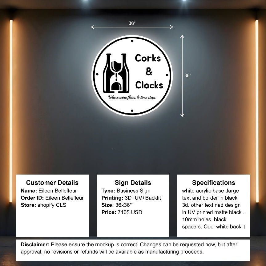 Custom Acrylic Backlit Signs - Shopify - Eileen - Custom Logo Sign - Custom Acrylic Backlit Signs - Shopify - Eileen