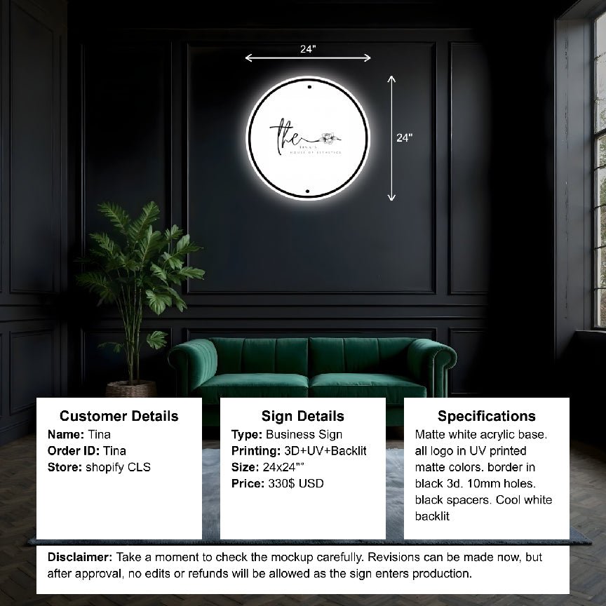 Custom Acrylic Backlit Signs - Shopify - Tina - Custom Logo Sign - Custom Acrylic Backlit Signs - Shopify - Tina