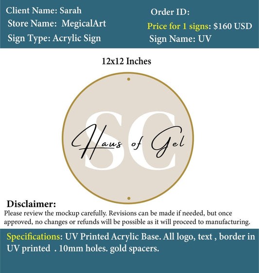 Custom Acrylic Business Logo Sign - Sarah - Custom Logo Sign - Custom Acrylic Business Logo Sign - Sarah