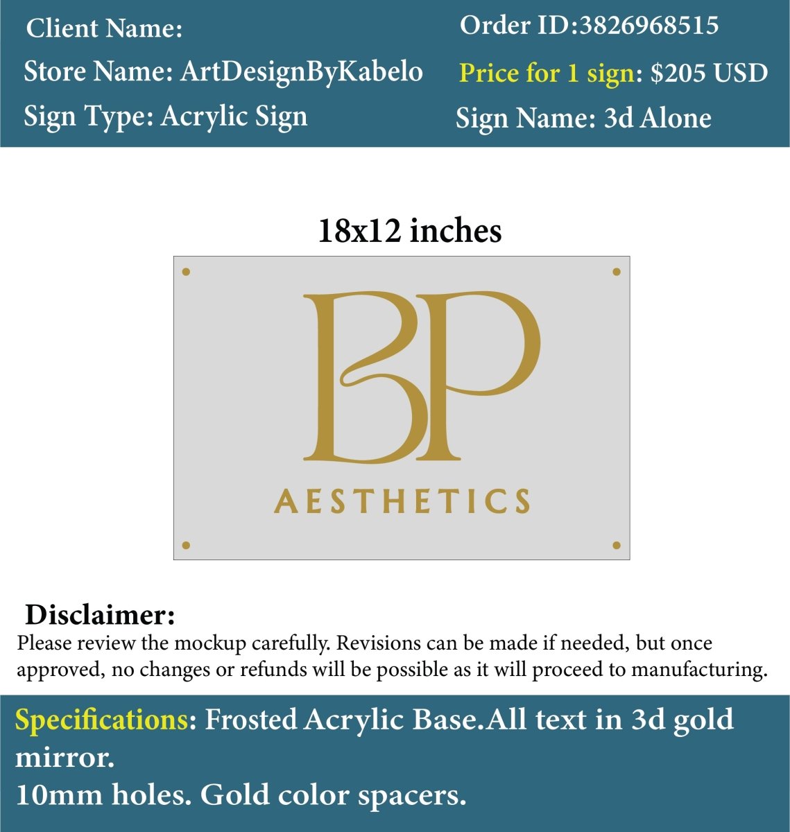 Custom Acrylic Business Sign - Bruna Pereira - Custom Logo Sign - Custom Acrylic Business Sign - Bruna Pereira