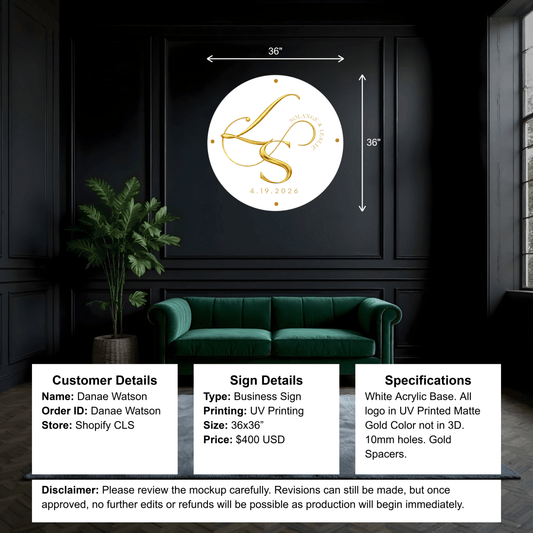 Custom Acrylic Business Sign - Danae - Custom Logo Sign - Custom Acrylic Business Sign - Danae