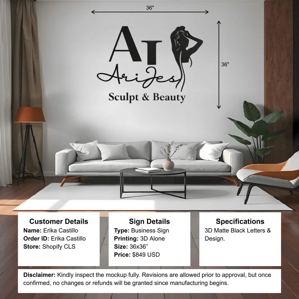 Custom Acrylic Business Sign - Erika - Custom Logo Sign - Custom Acrylic Business Sign - Erika
