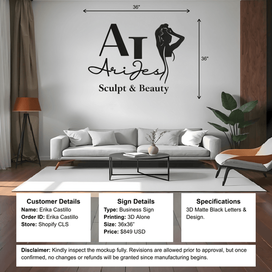 Custom Acrylic Business Sign - Erika - Custom Logo Sign - Custom Acrylic Business Sign - Erika