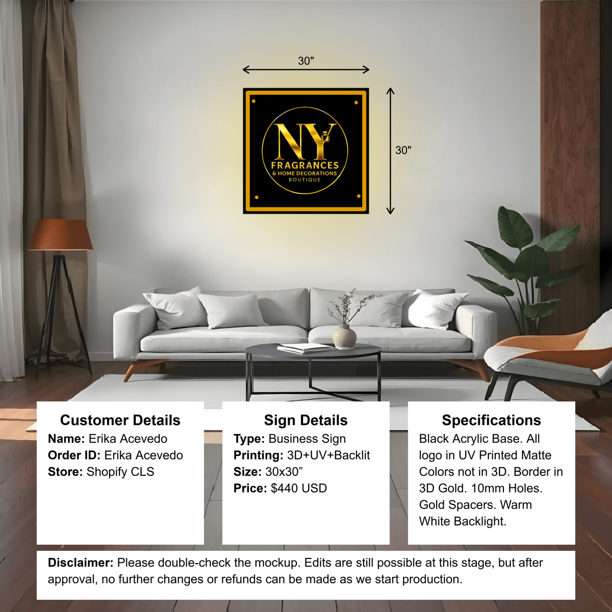 Custom Acrylic Business Sign - Erika - Custom Logo Sign - Custom Acrylic Business Sign - Erika