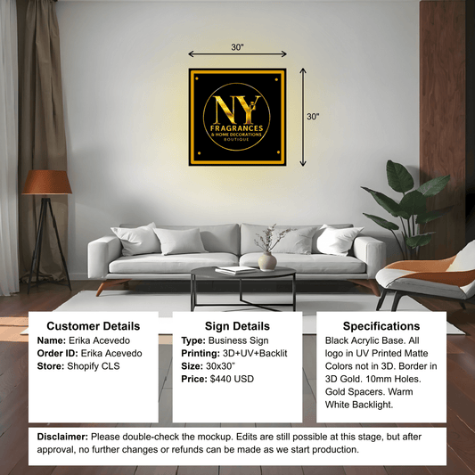 Custom Acrylic Business Sign - Erika - Custom Logo Sign - Custom Acrylic Business Sign - Erika