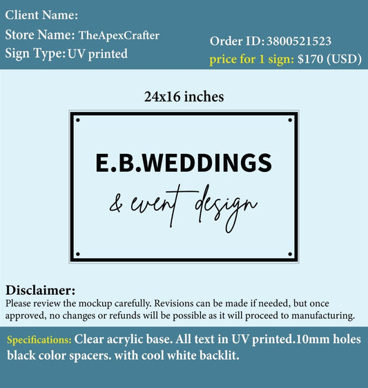 Custom acrylic Business Sign - Ethel - Custom Logo Sign