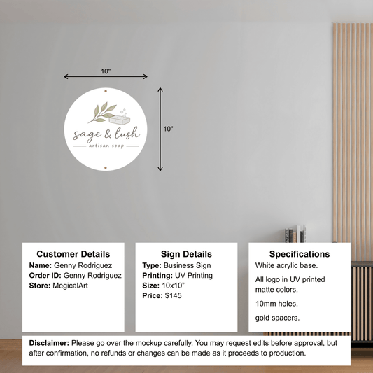 Custom Acrylic Business sign - Genny - Custom Logo Sign - Custom Acrylic Business sign - Genny