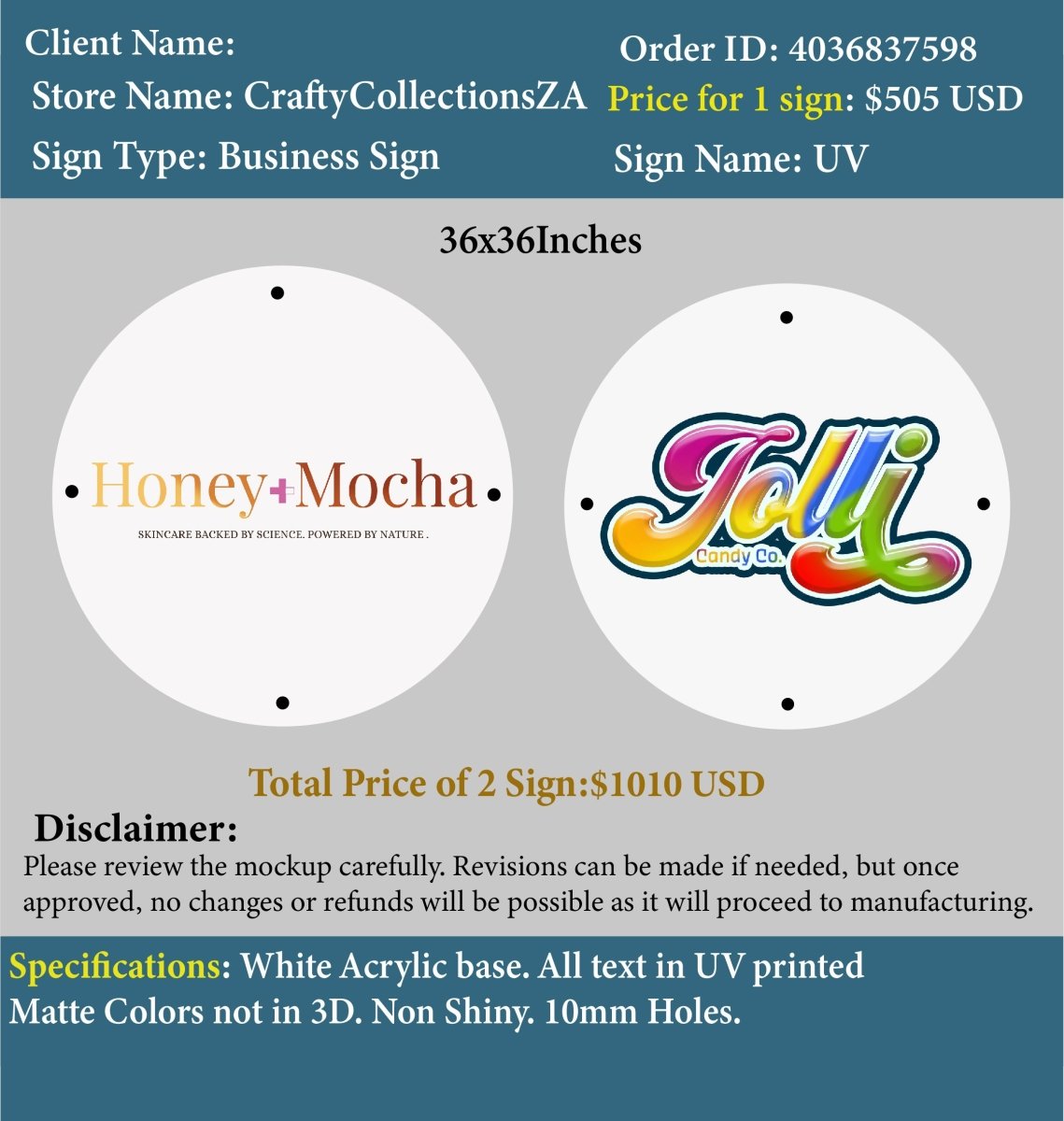 Custom Acrylic Business Sign - Jocelyne - Custom Logo Sign - Custom Acrylic Business Sign - Jocelyne