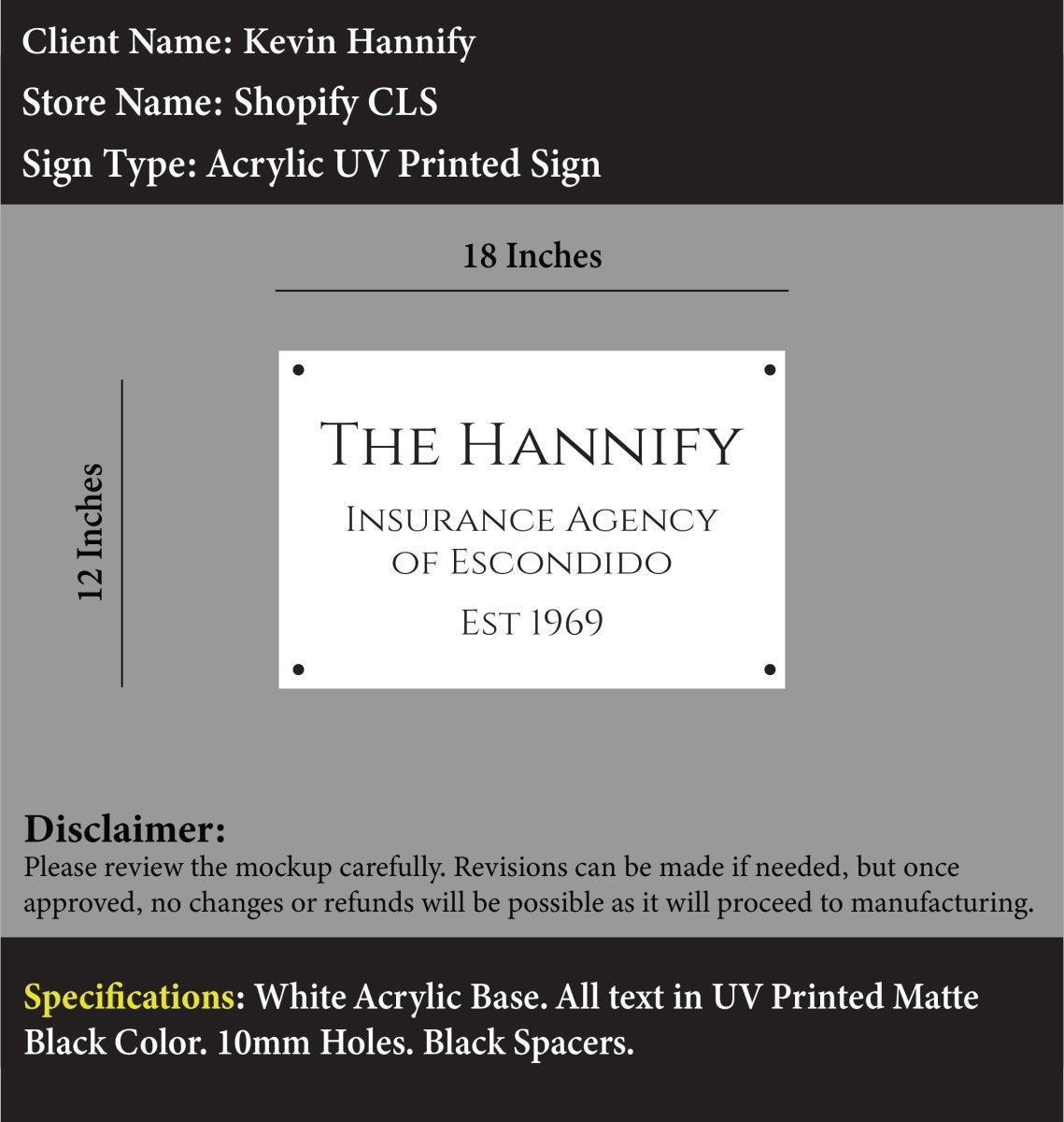 Custom Acrylic Business Sign - Kevin Hannify - Custom Logo Sign - Custom Acrylic Business Sign - Kevin Hannify