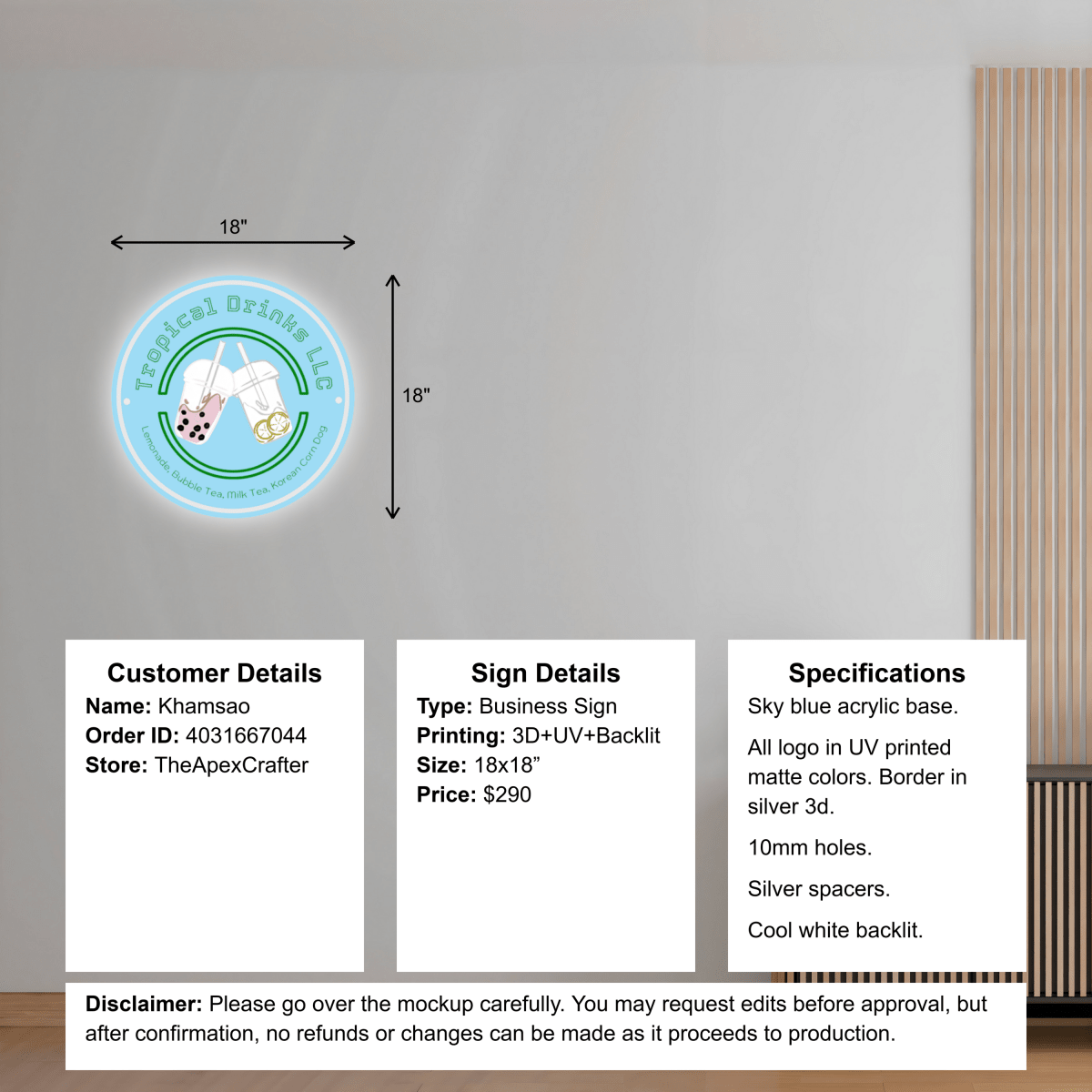 Custom Acrylic business sign - Khamsao - Custom Logo Sign - Custom Acrylic business sign - Khamsao