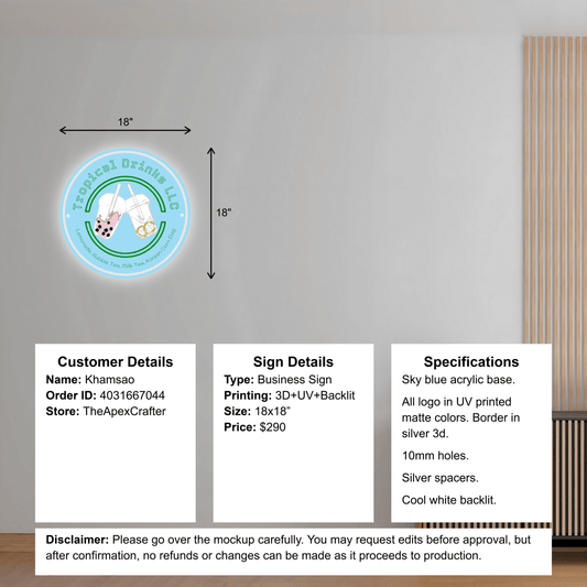 Custom Acrylic business sign - Khamsao - Custom Logo Sign - Custom Acrylic business sign - Khamsao