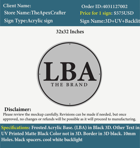 Custom Acrylic Business Sign - Lauren - Custom Logo Sign - Custom Acrylic Business Sign - Lauren