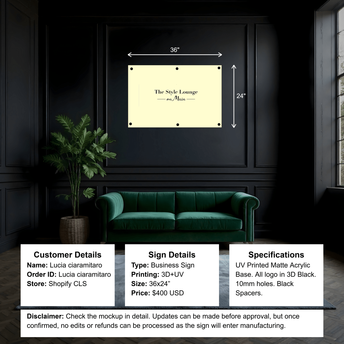 Custom Acrylic Business Sign - Lucia - Custom Logo Sign - Custom Acrylic Business Sign - Lucia