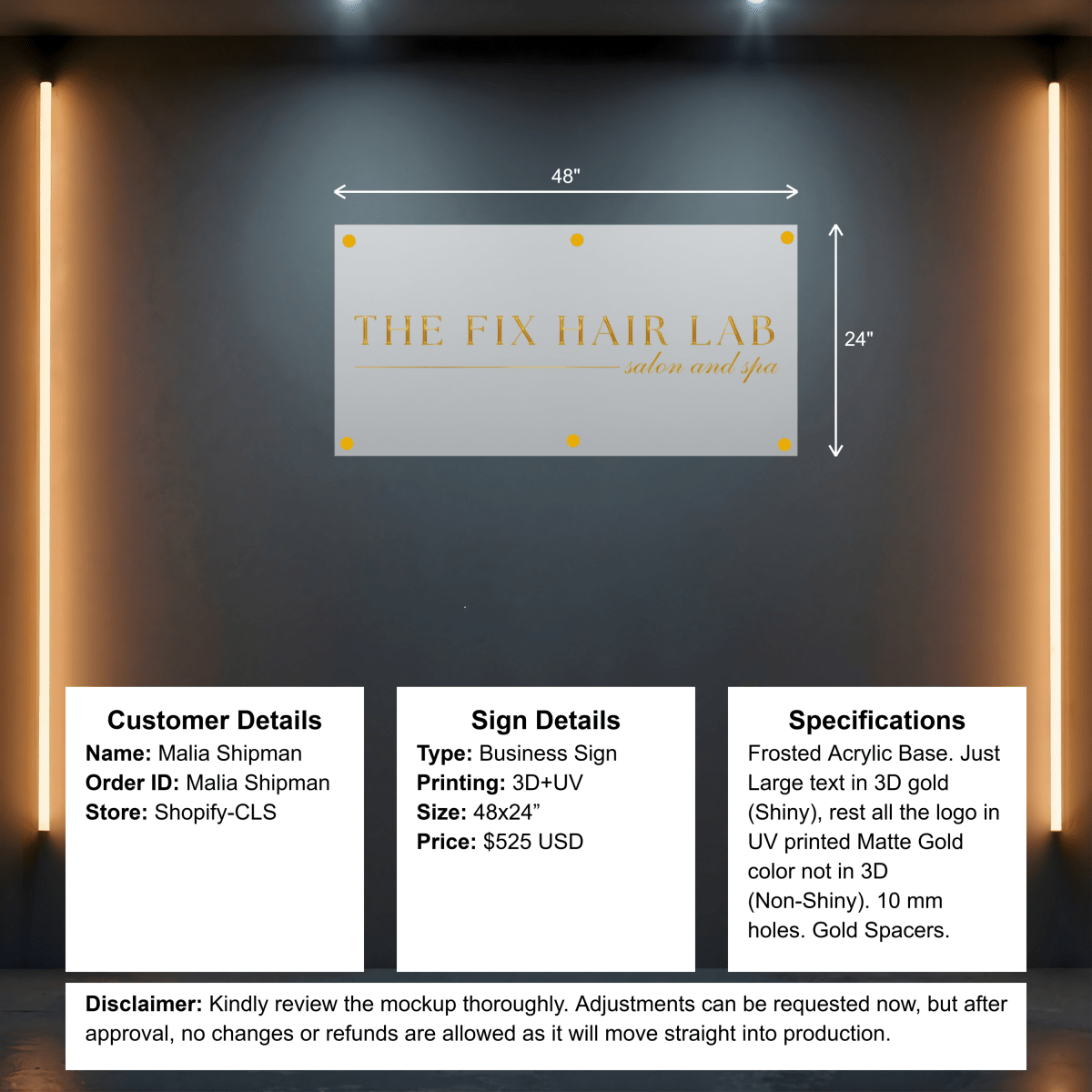 Custom Acrylic Business Sign - Malia - Custom Logo Sign - Custom Acrylic Business Sign - Malia