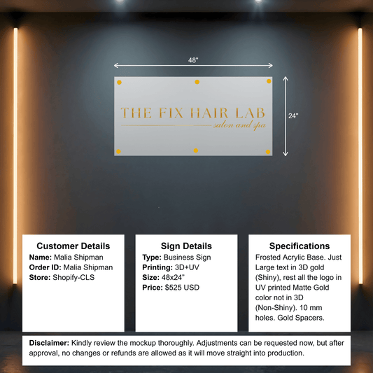 Custom Acrylic Business Sign - Malia - Custom Logo Sign - Custom Acrylic Business Sign - Malia
