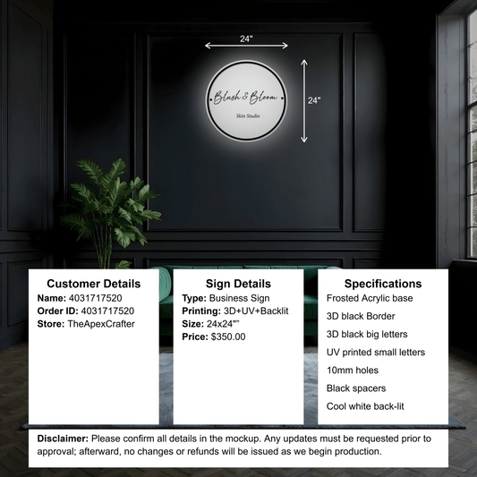 Custom Acrylic Business Sign - Mallori - Custom Logo Sign - Custom Acrylic Business Sign - Mallori
